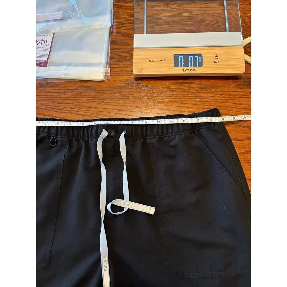 Figs Men's Scrub Pants Black Cargo Reflective Straight Leg Size XL